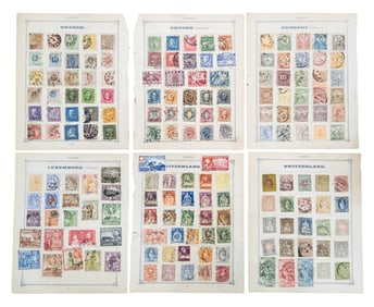 European Stamp Album Pages – Sweden, Switzerland, Hungary, Luxembourg, Turkey