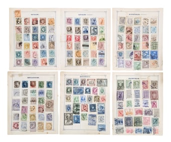 European Stamp Album Pages – Spain, Austria, Belgium, Bavaria, Servia & More