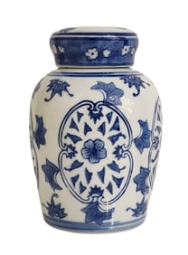 Vintage Asian ginger jar, Asian marked, Flowers, Porcelain with lid