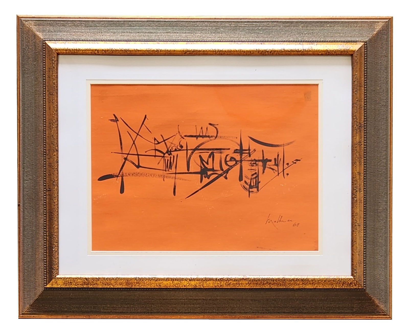 Georges Mathieu (1921 - 2012) France: Georges Mathieu (1921 - 2012) France Gouache and Ink on Paper Measure 8 3/4"in H x 12"in W and 16 1/4"in H x 20 1/4"in W framed Known for: Abstraction, collage Name variants: George Matthew