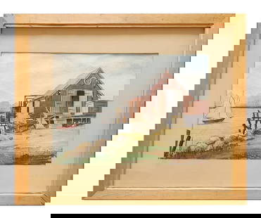 Bernard Corey (1914 - 2000) American: Bernard Corey (1914 - 2000) American Watercolor on Paper Measure 13 3/4"in H x 19 1/4"in W and 23 1/2"in H x 28 1/4"in W with frame 