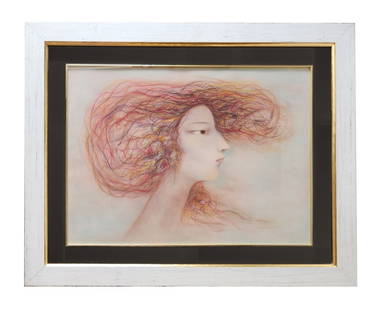 Servando Cabrera Moreno (1923 - 1981) Cuban: Servando Cabrera Moreno (1923 - 1981) Cuban Crayon on Paper Measure 21 1/2"in H x 29 1/2"in W and 32"in H x 40"in W framed Biography: The Cuban painter Servando Cabrera