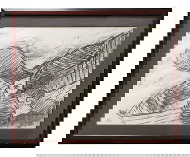 Alexis Leyva Machado Kcho (Born 1970): Alexis Leyva Machado Kcho (Born 1970) Cuban Charcoal on Paper Measure 19 1/4"in H x 25"in W and 26 1/2"in H x 32 1/2"in W framed Biography: Kcho (sometimes spelled "K'cho"),