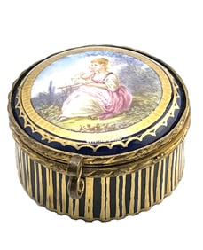 19th Century French Gamet Bronze & Enamel Box