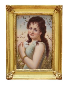 Early 1900s Porcelain Portrait of Young Woman.