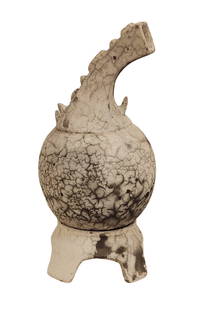Armando Martinez (Born 1955) Cuban: Armando Martinez (Born 1955) Cuban Hand Carved Raku Sculpture Measure 12 3/4"in H x 6"in Diameter Biography: The artist who chooses stone as his favorite medium of work must have, in addition to the r