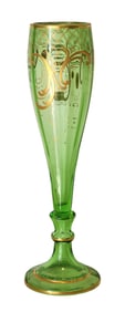 Bohemian Green Glass Vase with Gilt Decoration, 19th/20th Century