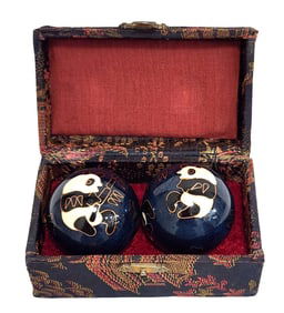 Chinese Panda Baoding Balls in Brocade Box – Health & Meditation