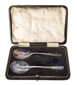 Pair of Antique English Sterling Silver Spoons by Allen & Darwin, Sheffield c.1910