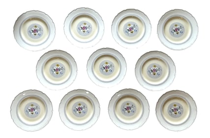 Set of 11 Royal Doulton “Burnham" Floral Rimmed Soup Plates, England