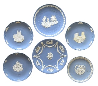 Collection of 6 Wedgwood Jasperware Collector Plates, Including Apollo 11 & Christmas Series