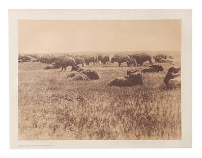 Edward Sheriff Curtis (1868 - 1952) American: Edward Sheriff Curtis (1868 - 1952) American Title: As it Was in the Old Days Print Caption - Engraving Date: 1927 Measure 13"in H x 18"in W no framed In early days, before white men invaded the Great