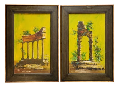 Set of Two Vintage Van Gaard Paintings Vanguard Studios 60's