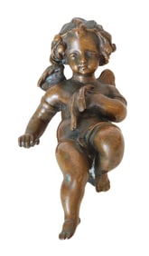 Antique Bronze Putto Cherub Figurine – Renaissance Revival Style