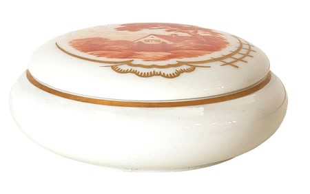 KPM Hand-Painted German Porcelain Lidded Box, Landscape Scene