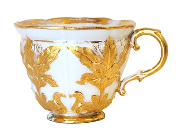 Meissen Porcelain Cup with Raised Gilt Acanthus Decoration