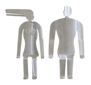 Signed Fred Garbotz Aluminum Male & Female Sculptures – Ledge Design Studios, 2000