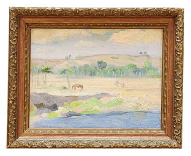 Daniel Garber (1880 - 1958) American: Daniel Garber (1880 - 1958) American Oil on CanvasBoard Measure 10 1/2"in H x 14"in W and 14"in H x 18"in W framed Biography: Was an American Impressionist landscape painter and member of the art colo