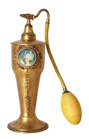 Antique Apollo Studios Gilded Perfume Atomizer with Portrait Miniature – No. 3124