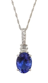 18K White Gold Blue Sapphire & Diamond Pendant Necklace – STS Kiliana