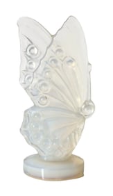 Lalique France Frosted Crystal Butterfly Figurine Perfume Bottle Stopper