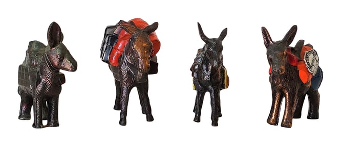 Set of 4 Vintage "Made in Japan" Souvenir Donkey Figurines