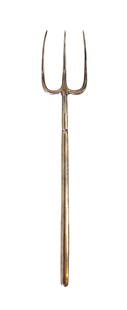 Tiffany & Co. Sterling Silver Three-Prong Cocktail or Pickle Fork with Pouch: Elegant Tiffany & Co. sterling silver three-prong cocktail or pickle fork, showcasing minimalist sophistication. Stamped "TIFFANY & CO. STERLING" on the shaft, this piece comes complete with its origi