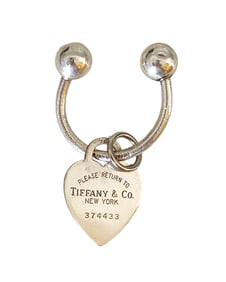 Tiffany & Co. Sterling Silver “Please Return to Tiffany?? U-Shaped Heart Tag Key Ring – .925