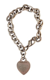 Tiffany & Co. Sterling Silver Heart Tag Charm Bracelet with Pouch – .925