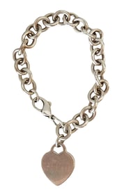 Tiffany & Co. Sterling Silver Heart Tag Bracelet – Engraved “SHERYL?? with Pouch