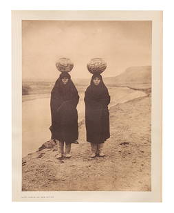 Edward Sheriff Curtis (1868 - 1952) American: Edward Sheriff Curtis (1868 - 1952) American Title: Zuñi Girls at the River Print Caption - Engraving Date: 1903 Measure 13"in H x 18"in W no framed