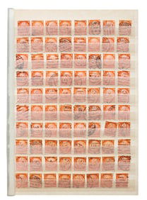 Vintage German Empire Stamp Collection – Page of 8 Pfennig Orange “Deutsches Reich