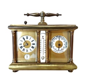 Antique Carriage Clock Barometer And Thermometer Set