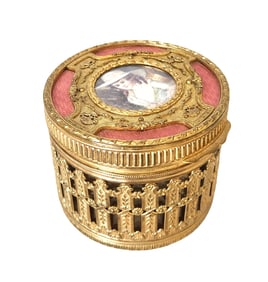 19th Century French Bronze Overlayed Vanity Powder/Jewelry Glass Jar/Box