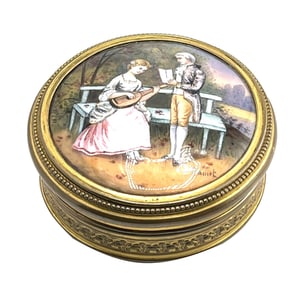 19th Century French Gamet Bronze & Enamel Box