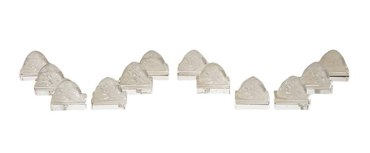 Set of 12 Vintage Hand-Carved Crystal Napkin Holders: Set of 12 Vintage Hand-Carved Crystal Napkin Holders Measure 2"in H x 2"in W x 1"in D