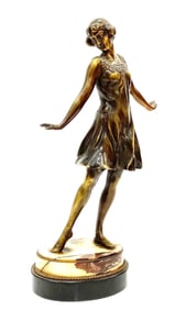 Art Deco Bronze Dancing Girl Figure