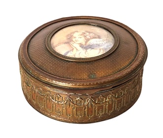 Probably 19th Century French Box with Hand Painted Plaque Signed by Remy