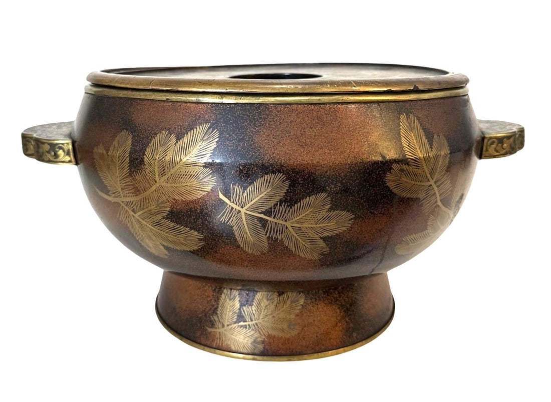 Probably 19th Century Japanese Lacquered Basin with Ear-Shaped Handles: Probably 19th Century Japanese Lacquered Basin with Ear-Shaped Handles Measure 7"in H x 14"in W and 7"in Diameter (Bottom)