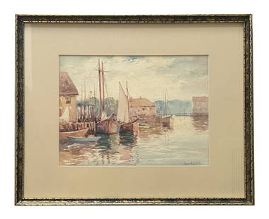 John Alfred Cook (1870 - 1936) American: John Alfred Cook (1870 - 1936) American Watercolor on Paper Measure 10 3/4"in H x 14 1/2"in W and 18 1/4"in H x 22 1/2"in W with frame Known for: Marine and landscape painting <b