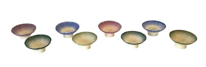 Set of Eight Vintage Salt Cellar Salt Dip Figural Japanese Chinese Asian Porcelain