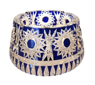 Cut to Clear Blue Bohemian Crystal Polish Bowl