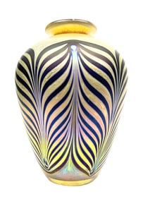 Chris Heilman Iridescent Art Glass Vase 1982