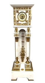 A French Empire Style Gilt-Bronze Mounted Marble Pedestal Clock