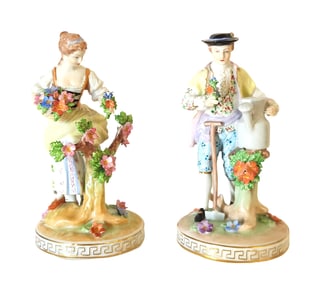 Fine Vintage Carl Thieme Dresden German Figures Man Woman Couple Figurines