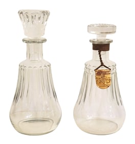 Pair of Vintage Cut Glass Decanters with Original Label Tag