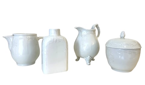 Antique 19th Century KPM Te Serving Pieces White Porcelain Set