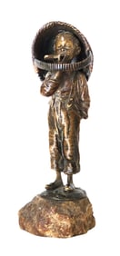 French Bronze Figure of Young Child on Marble Base
