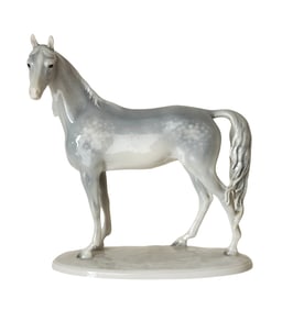 Metzler & Ortloff Kunstporzellan German Porcelain White Horse Figure
