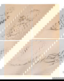 Myrna M Nobile ( 1923 - 2014) American: Myrna M Nobile ( 1923 - 2014) American Original Sketches Measure 24"in H x 18"in W not framed Know for: California modernist artist most well known for her sculpture—series of ink drawings done in t